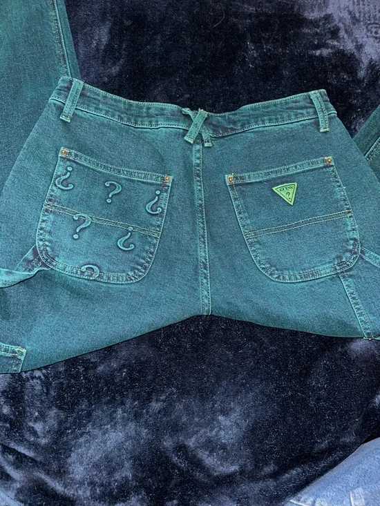 RARE Guess? Originals x Batman Green Denim Carpenter Jeans - Picture 5 of 12